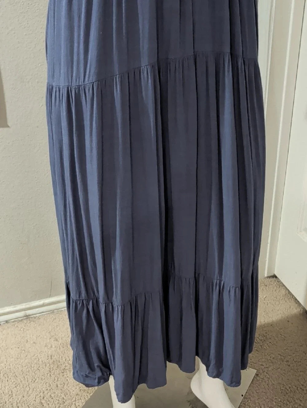 Wishlist Apparel Women's Deep V Tiered Maxi Dress in Slate Blue Medium