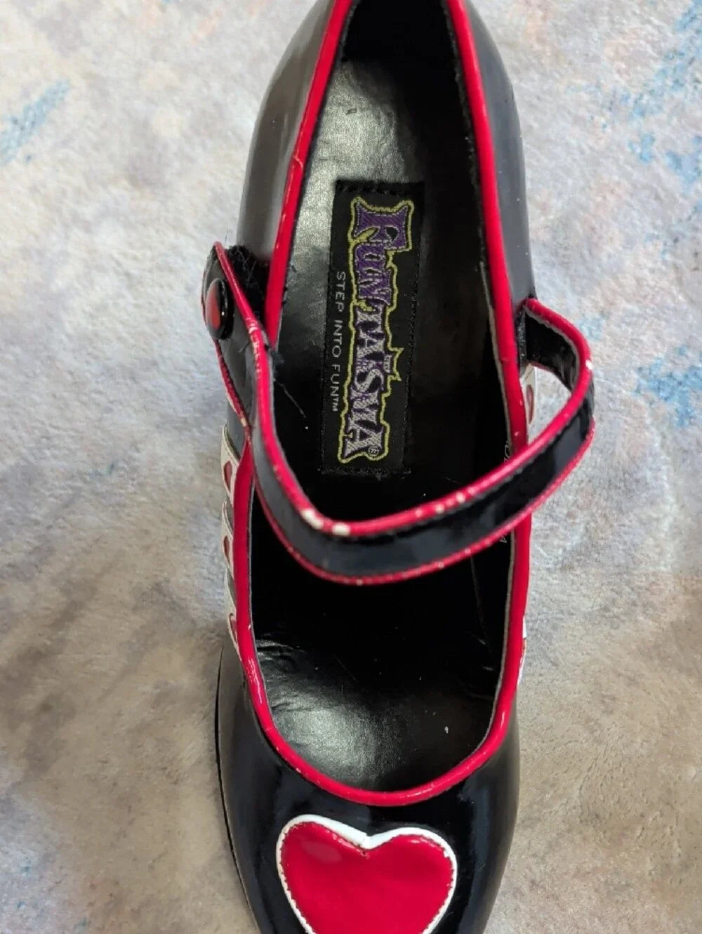Funtasma Black and Pink Heart Mary Jane Queen Platform Heels Women's 7