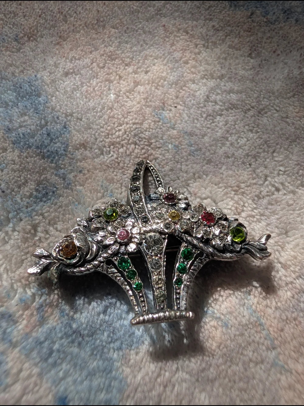 Vintage Edwardian Silver Coloured Paste Giardinetti Brooch