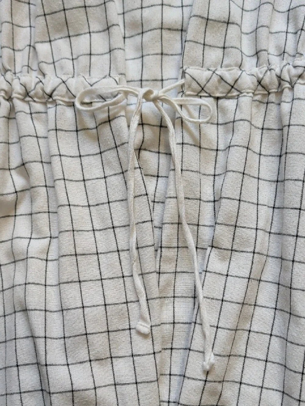 Roolee Kids White Grid Short Sleeve Drawstring Waist Dress Girls 11-12T/Large
