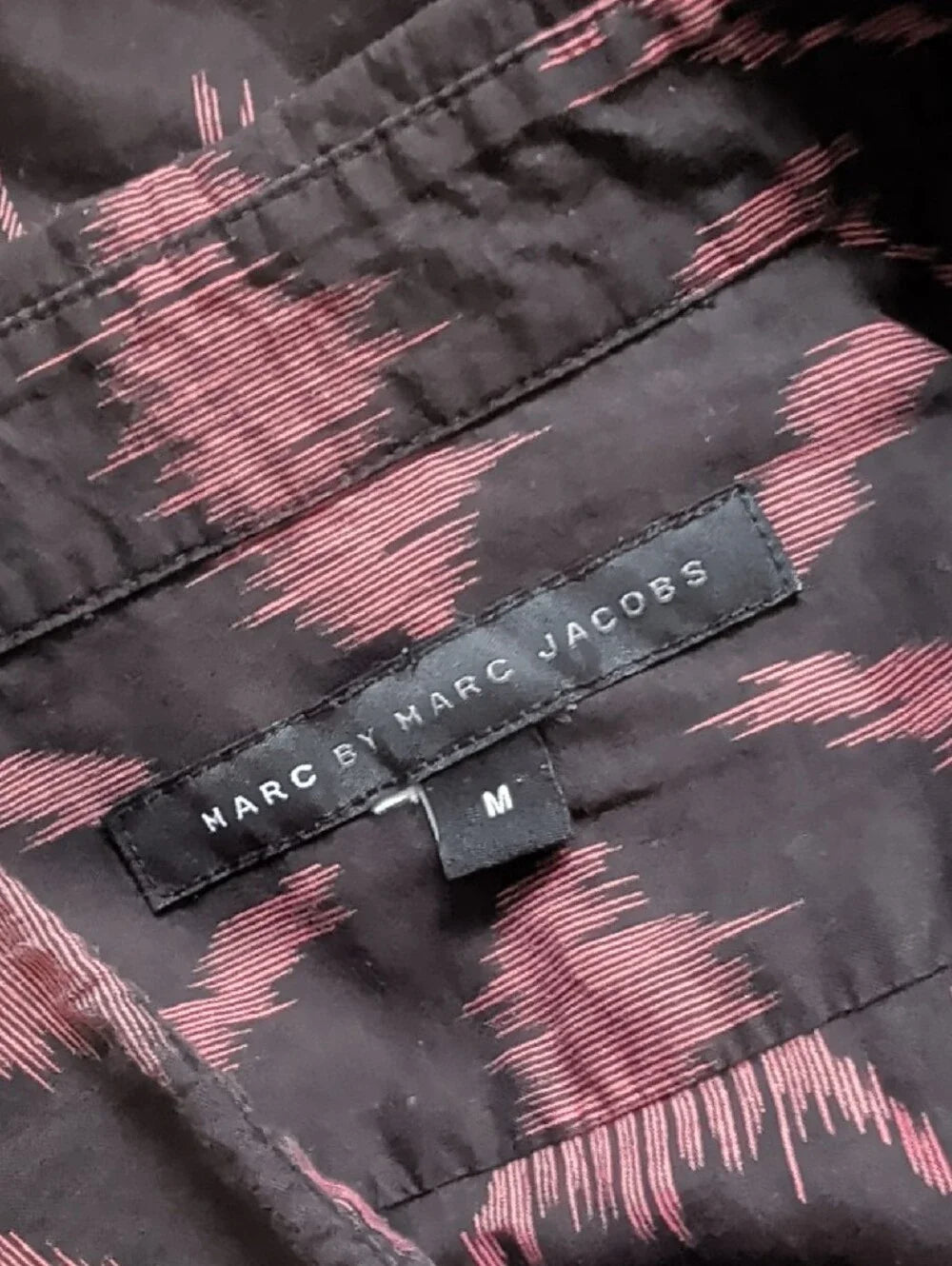 Marc By Marc Jacobs Short-Sleeve Button-Down Shirt in Black/Dusty Rose Men's M