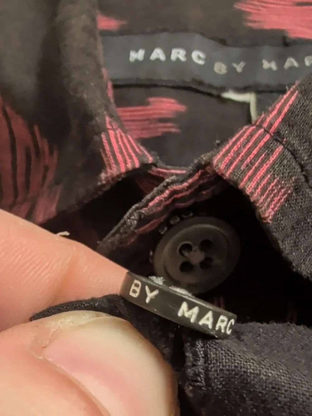 Marc By Marc Jacobs Short-Sleeve Button-Down Shirt in Black/Dusty Rose Men's M