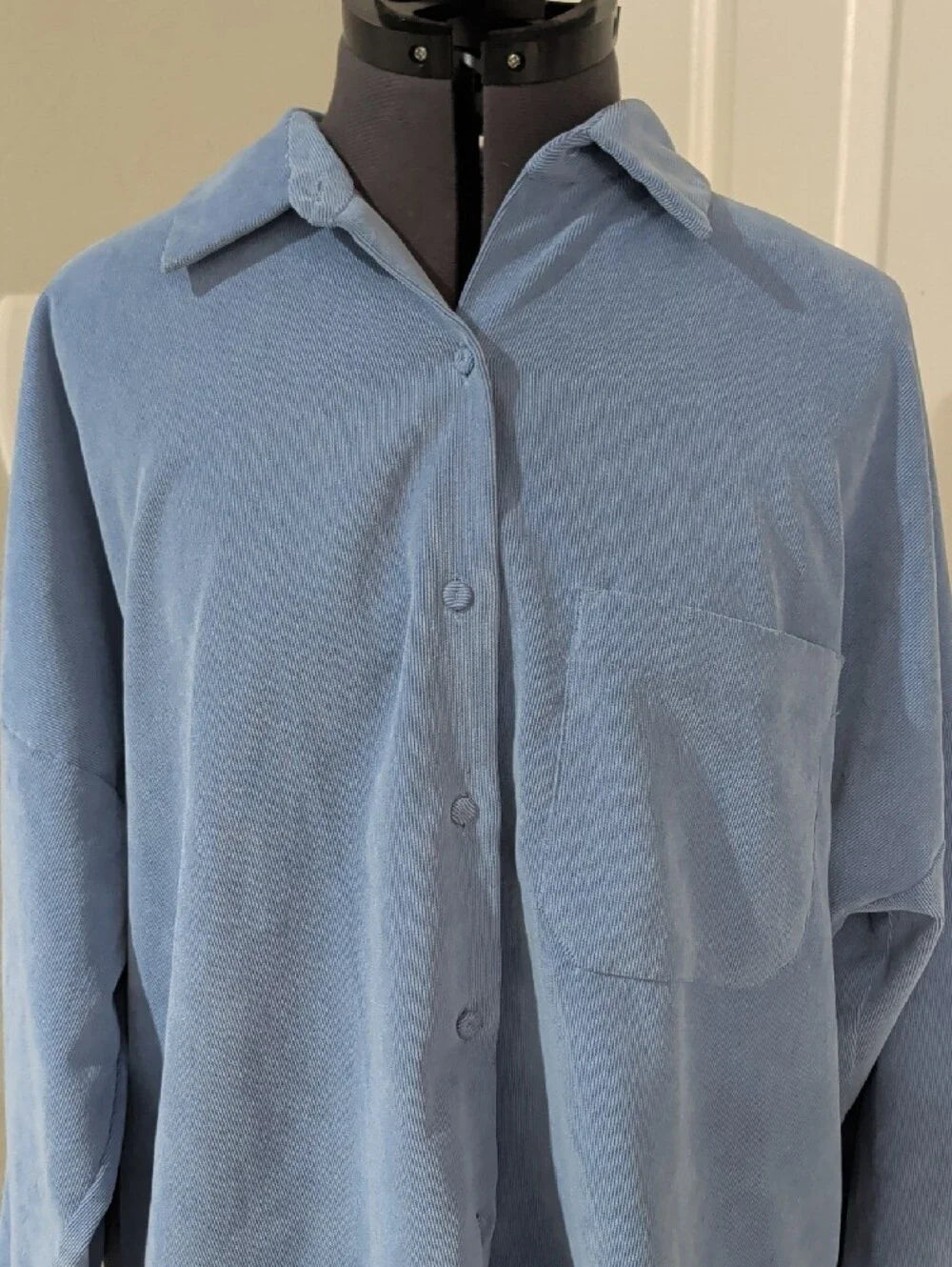Zara Men’s Sky Blue Corduroy Button-Down Shirt Men's Large