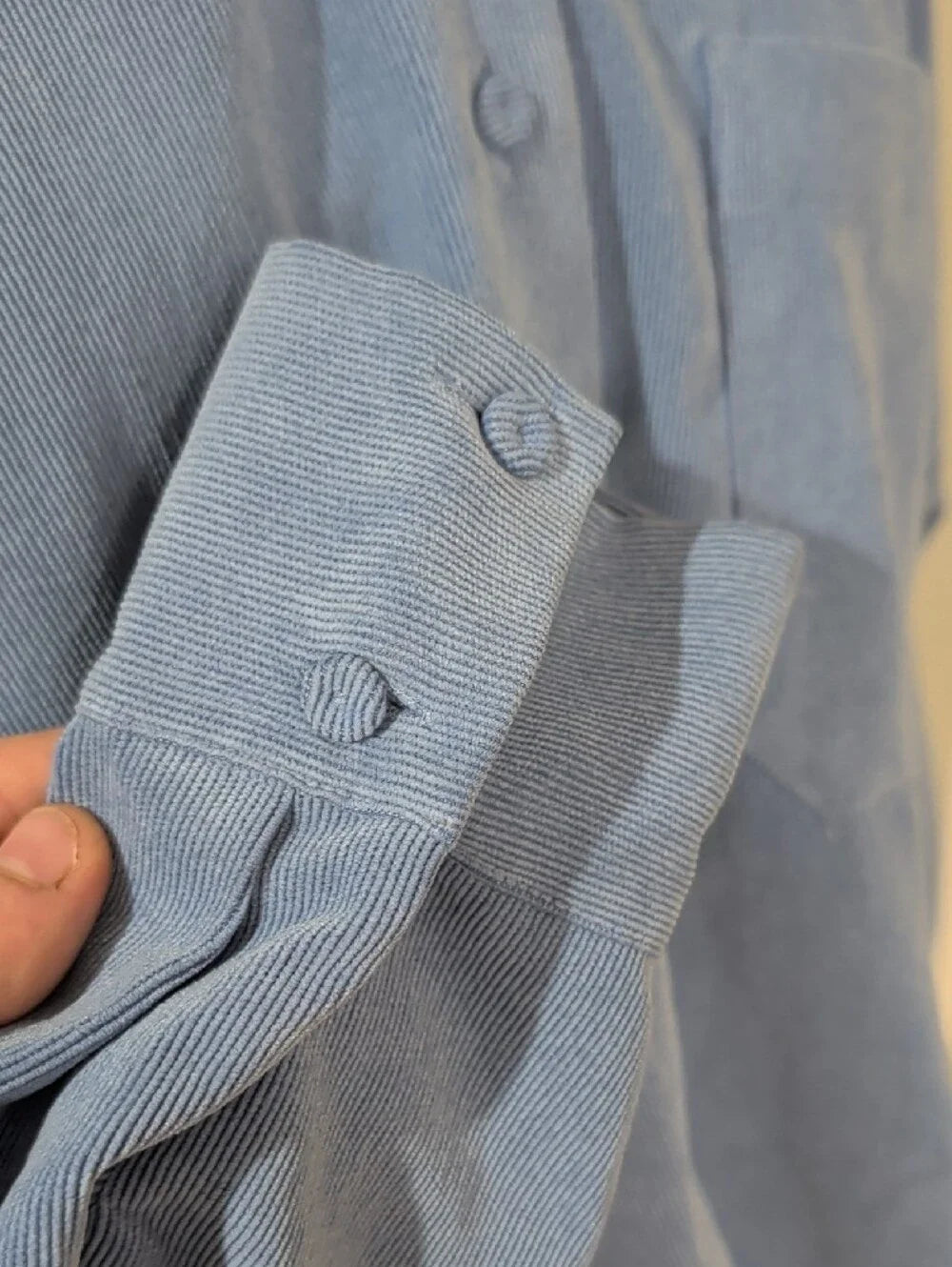 Zara Men’s Sky Blue Corduroy Button-Down Shirt Men's Large