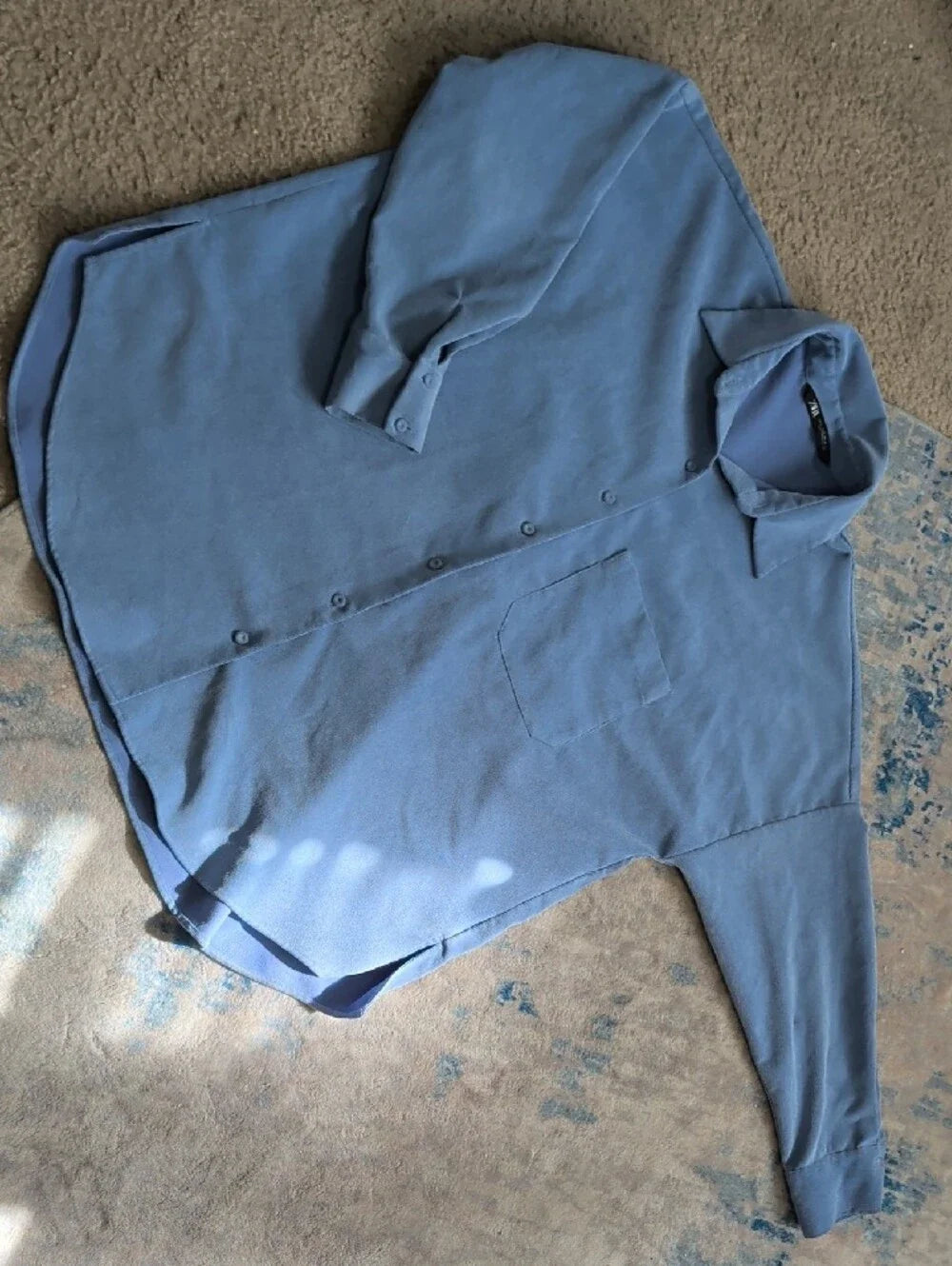 Zara Men’s Sky Blue Corduroy Button-Down Shirt Men's Large