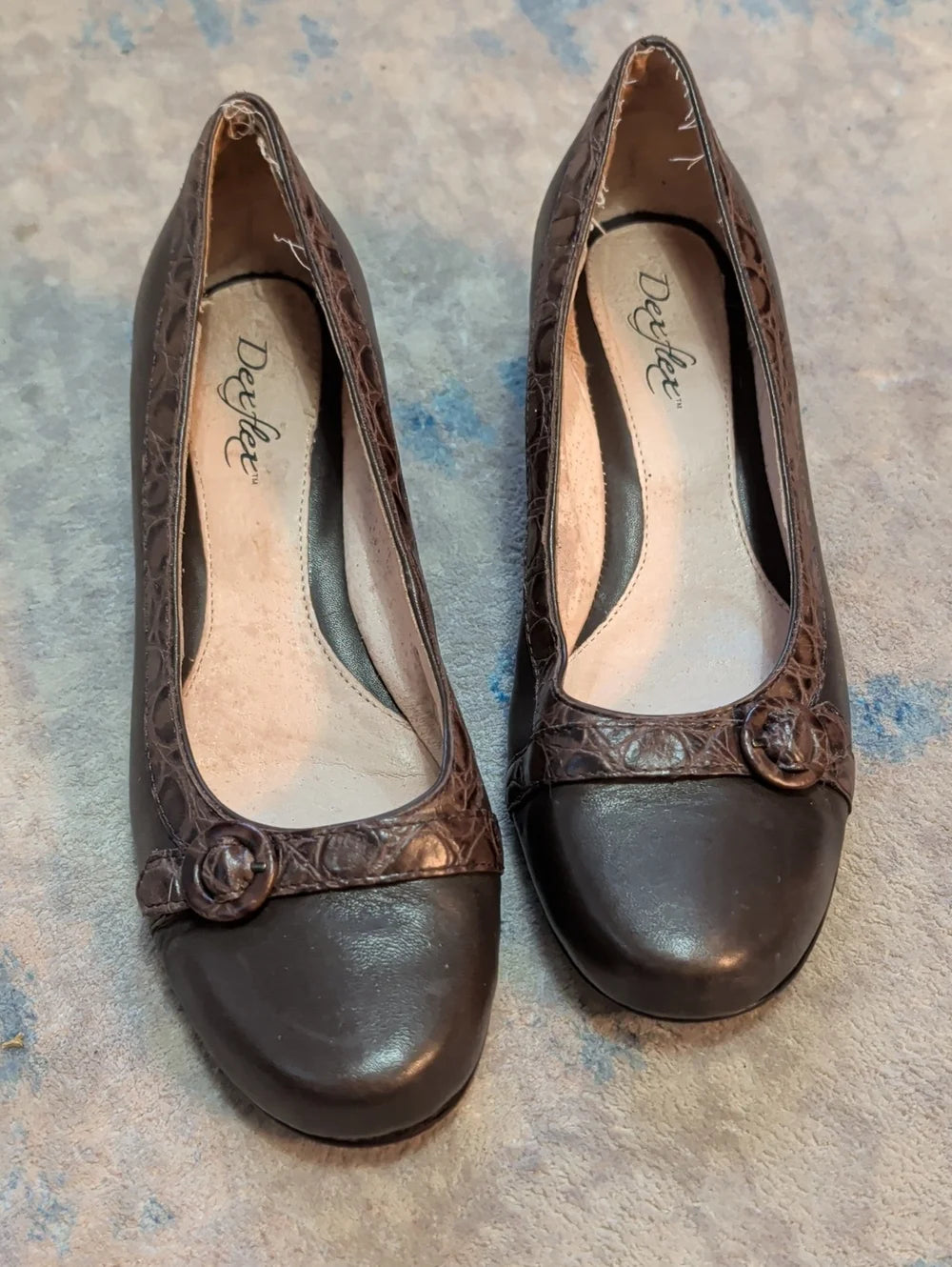 VTG 1980's Dexter Brown Leather Round-Toe Flats w/ Buckle Trim Women's 7W Handmade
