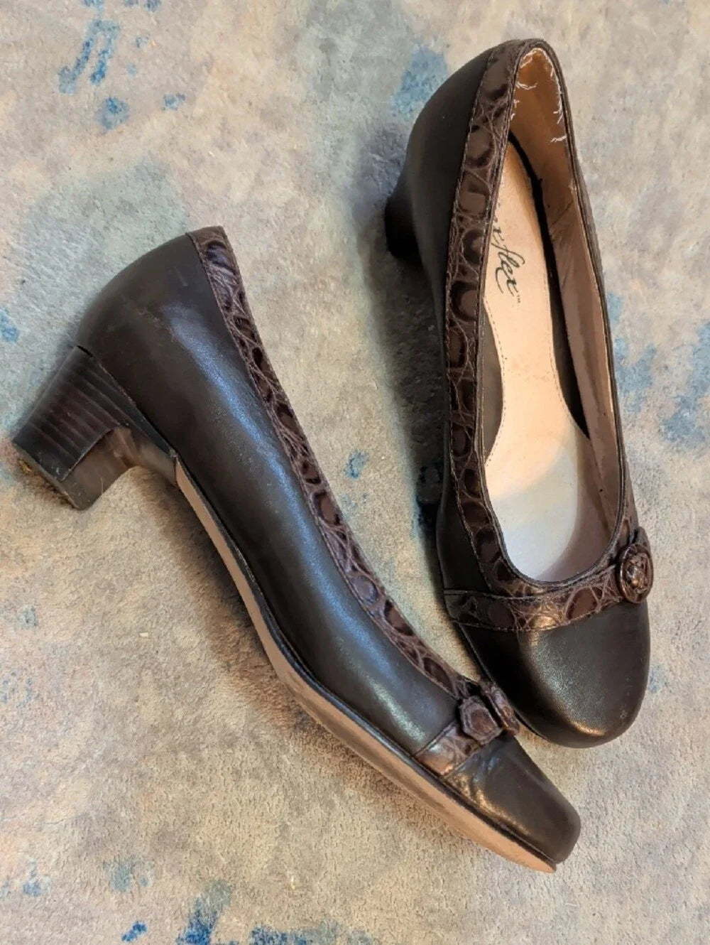 VTG 1980's Dexter Brown Leather Round-Toe Flats w/ Buckle Trim Women's 7W Handmade
