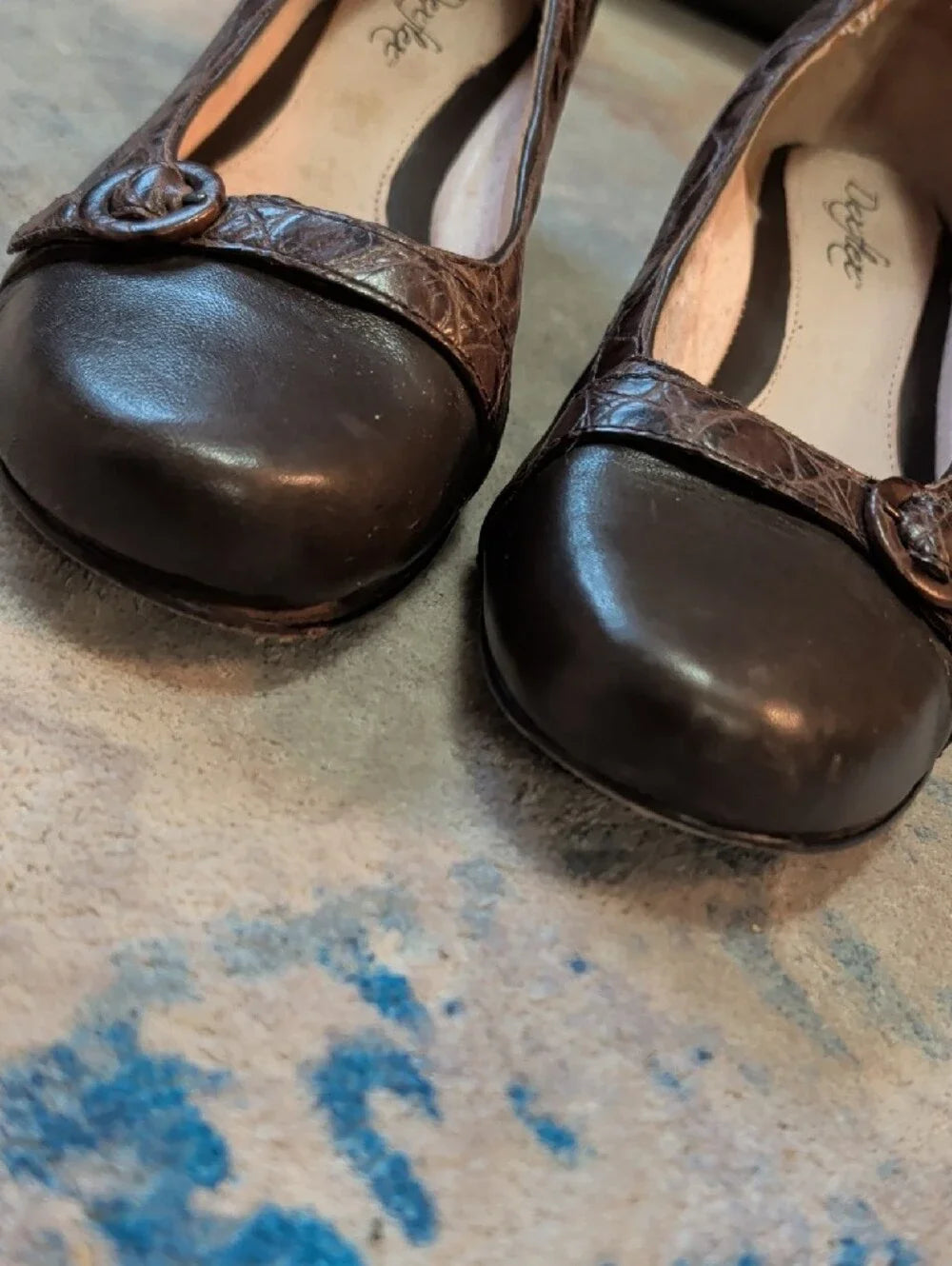 VTG 1980's Dexter Brown Leather Round-Toe Flats w/ Buckle Trim Women's 7W Handmade