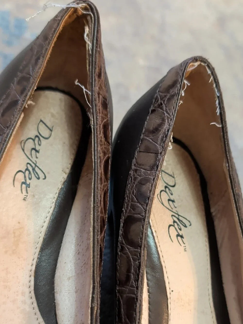 VTG 1980's Dexter Brown Leather Round-Toe Flats w/ Buckle Trim Women's 7W Handmade