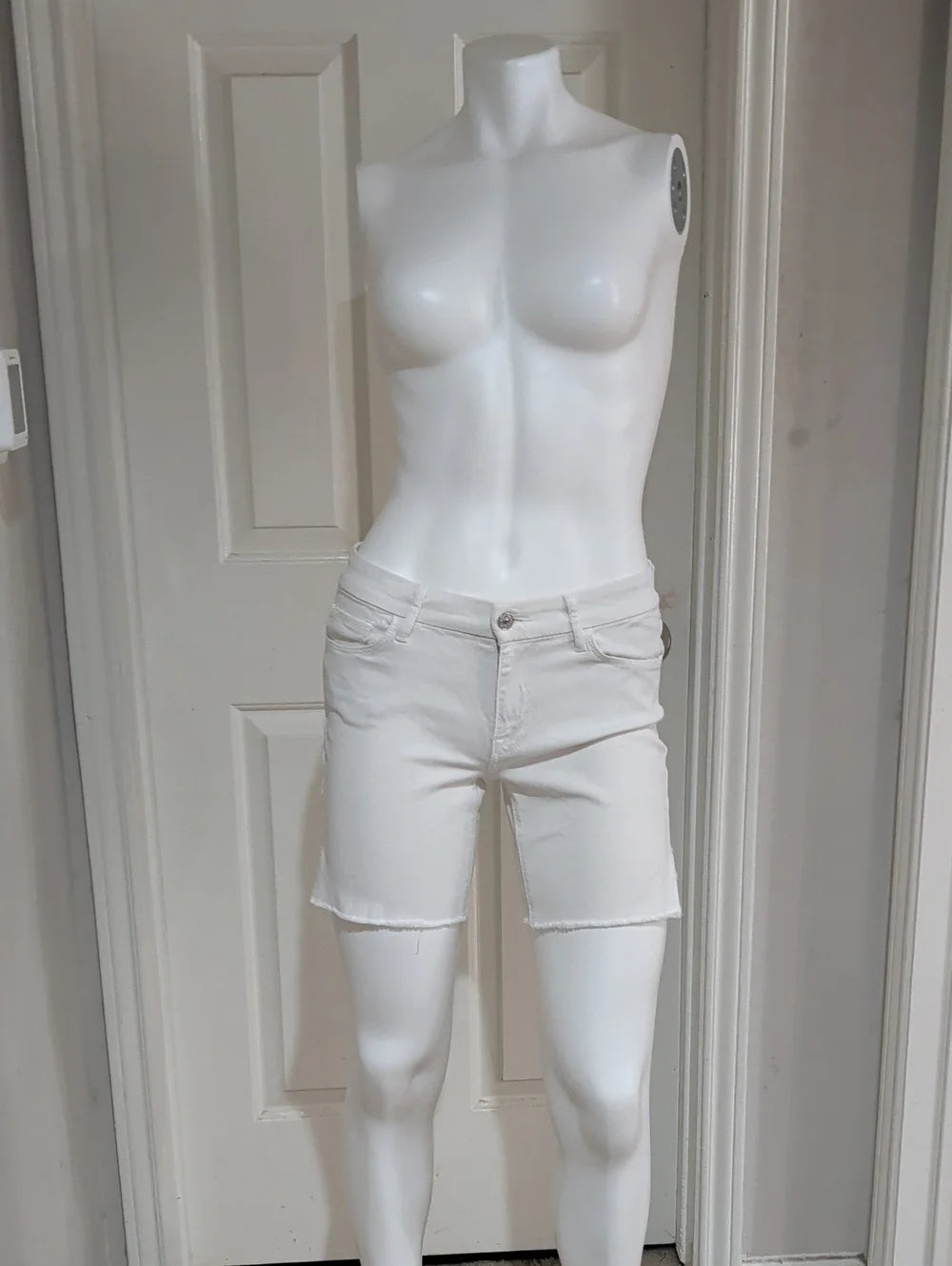 Seven For All Mankind White Cropped Denim Bermuda Shorts Women's 27