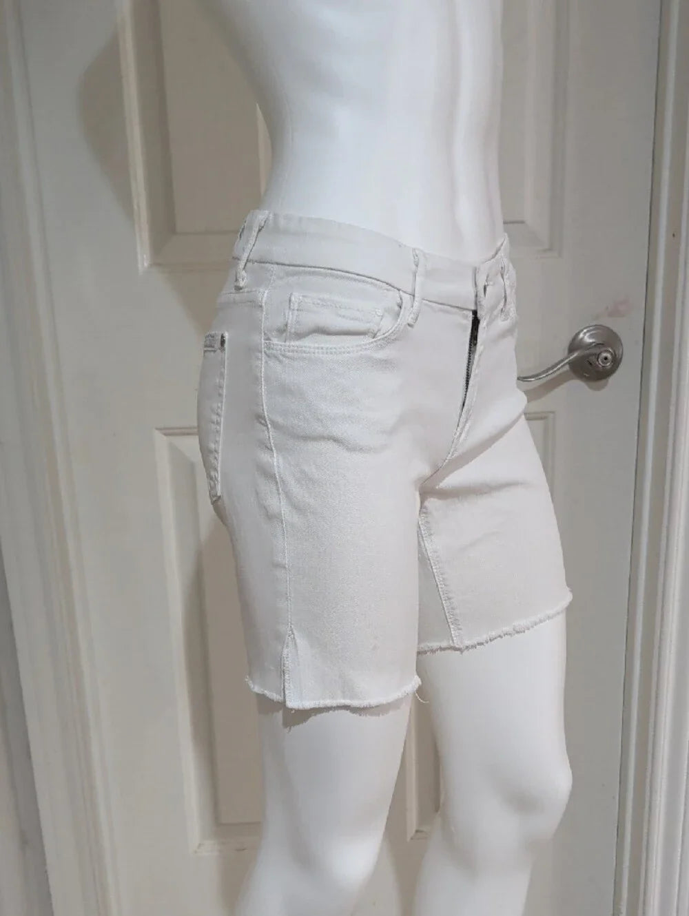 Seven For All Mankind White Cropped Denim Bermuda Shorts Women's 27