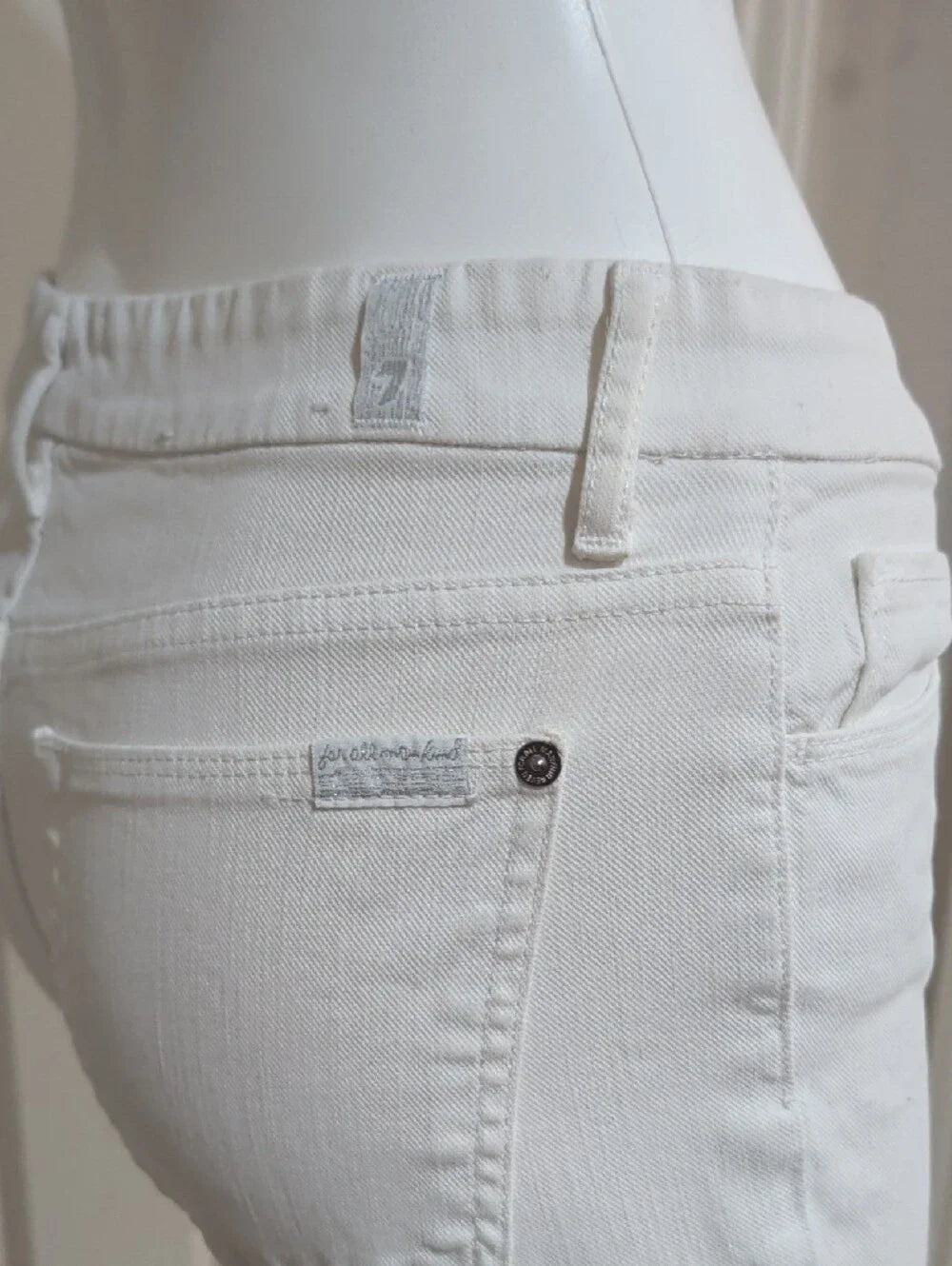 Seven For All Mankind White Cropped Denim Bermuda Shorts Women's 27