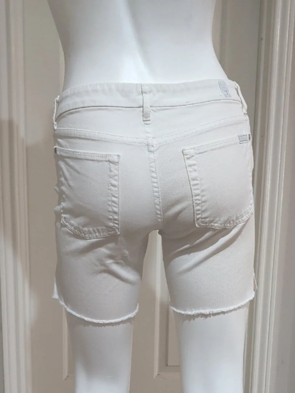 Seven For All Mankind White Cropped Denim Bermuda Shorts Women's 27