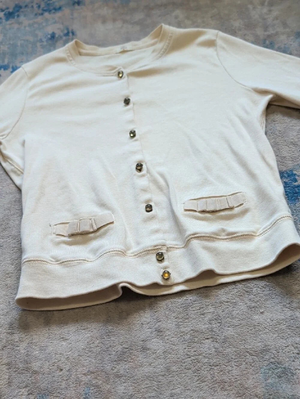 J. Crew Kids City T Cream Button-Front Cardigan Girls Medium