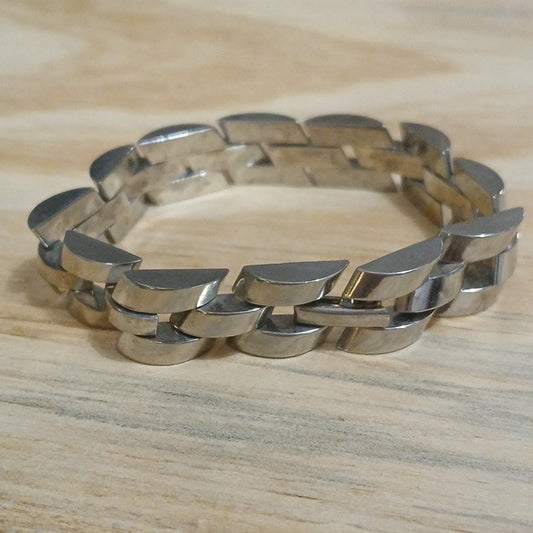 UNIQUE Chunky Silver Metal Chain Statement Bracelet