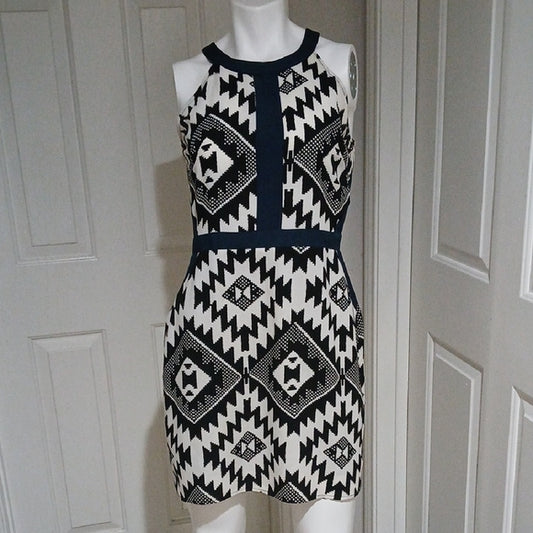 Collective Concepts Geometric Patterned Black and White Dress size M