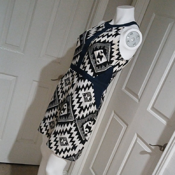 Collective Concepts Geometric Patterned Black and White Dress size M