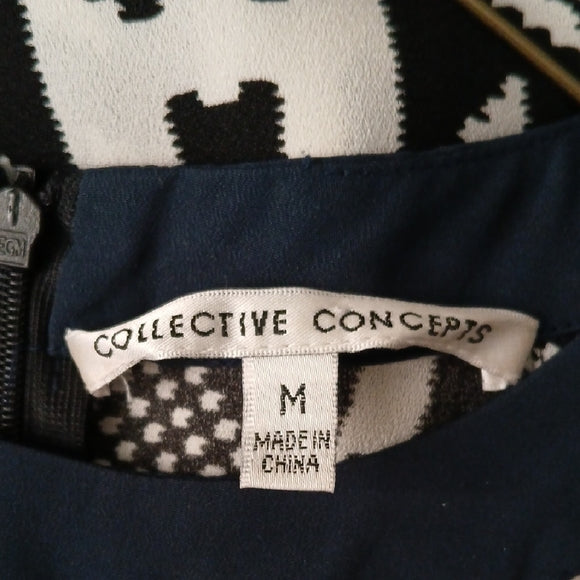 Collective Concepts Geometric Patterned Black and White Dress size M