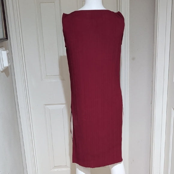MaxMara Sleeveless Burgundy Midi Dress S