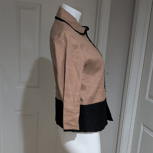 Don Caster Chic Tan and Black Women's Linen Blazer M