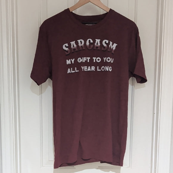 Men's Maroon Graphic Tee - Sarcasm Design Large