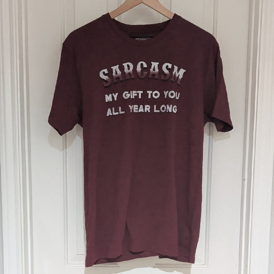 Men's Maroon Graphic Tee - Sarcasm Design Large