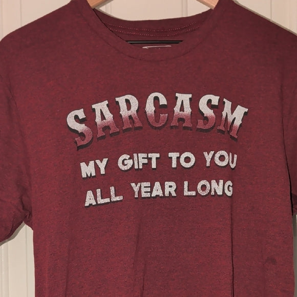 Men's Maroon Graphic Tee - Sarcasm Design Large