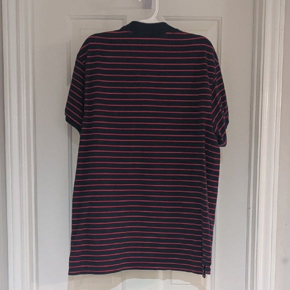 Old Navy Dark Blue and Red Striped Tee Men's Large 100% Cotton