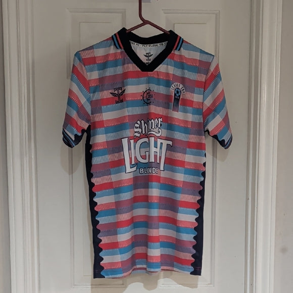 Colorful Striped Soccer Jersey with Shiner Light Logo Men's M