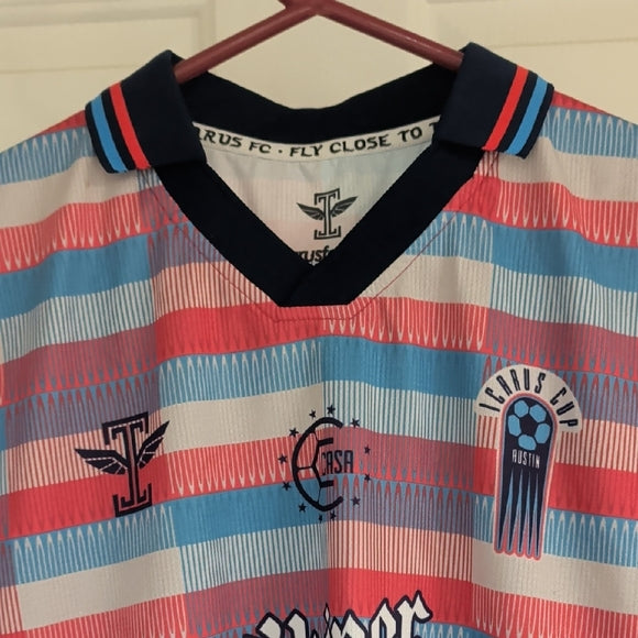 Colorful Striped Soccer Jersey with Shiner Light Logo Men's M