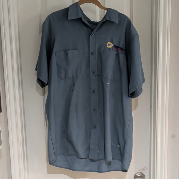 Vintage Napa Auto Parts Men's Gray Button Down Work Shirt XL