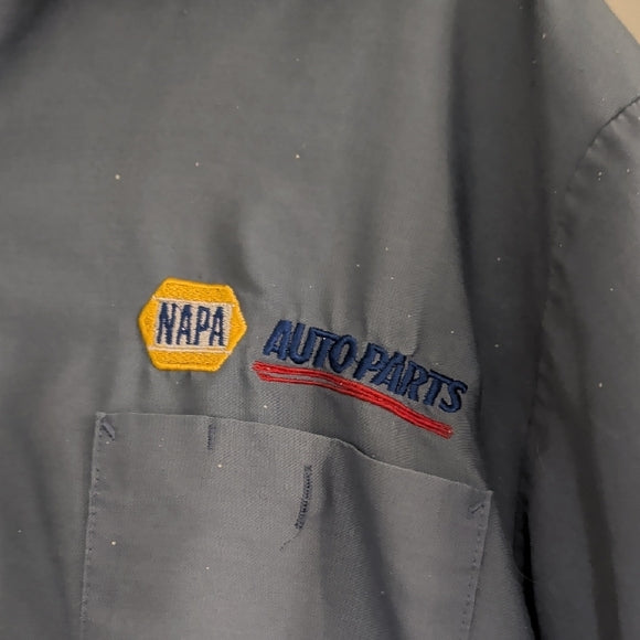 Vintage Napa Auto Parts Men's Gray Button Down Work Shirt XL