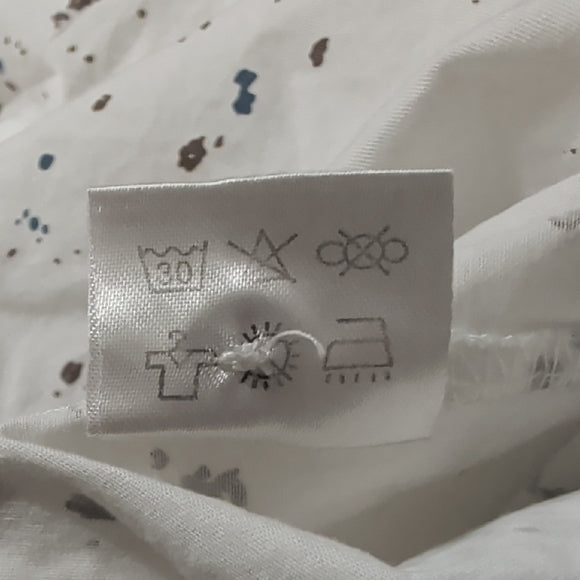 SSLR Men's Colection Luxe Men's Monochrome Patterned Button Down Shirt L