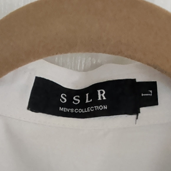 SSLR Men's Collection Sky Blue Printed Button-Down Shirt L