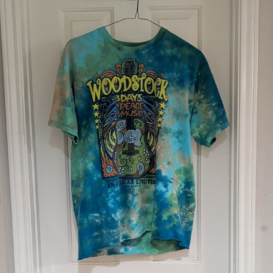Liquid Blue Green Tie-Dye Tee Woodstock 1969 I size L
