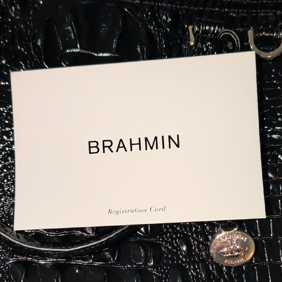 NWT Brahmin Midnight Croc-Embossed Satchel