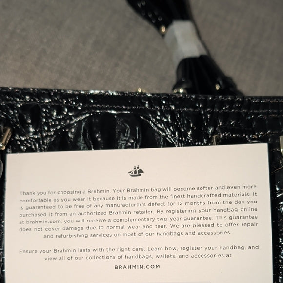 NWT Brahmin Midnight Croc-Embossed Satchel