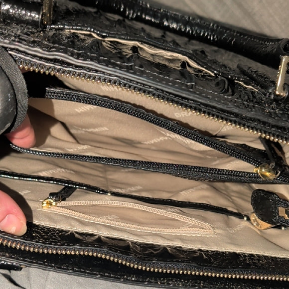 NWT Brahmin Midnight Croc-Embossed Satchel