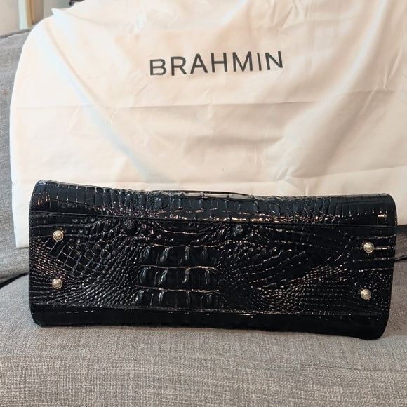 NWT Brahmin Midnight Croc-Embossed Satchel