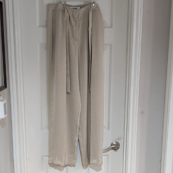 DKNY Chic Beige Women's Trousers Zipper Tie Waist size 6