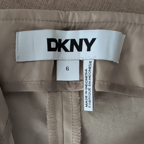 DKNY Chic Beige Women's Trousers Zipper Tie Waist size 6