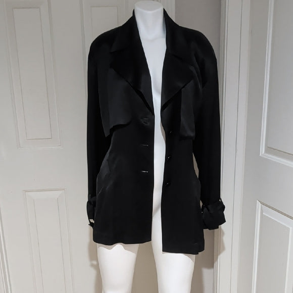 Vintage Dana Buchman Sophisticated Black Trench Coat Women's 10