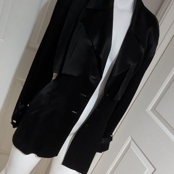 Vintage Dana Buchman Sophisticated Black Trench Coat Women's 10