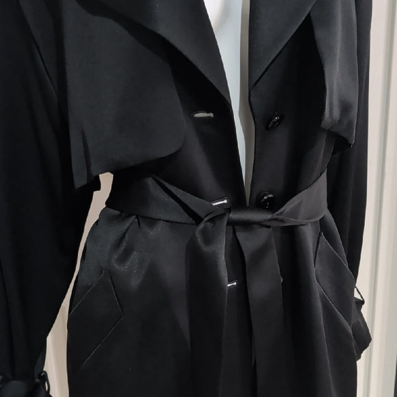 Vintage Dana Buchman Sophisticated Black Trench Coat Women's 10