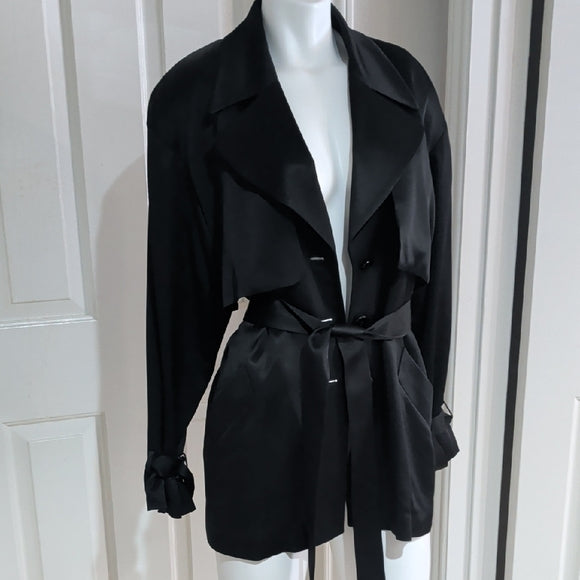 Vintage Dana Buchman Sophisticated Black Trench Coat Women's 10