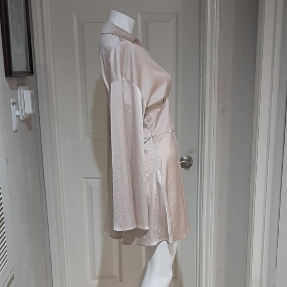 NWT Cider Elegant Cream Satin Dress Women's L