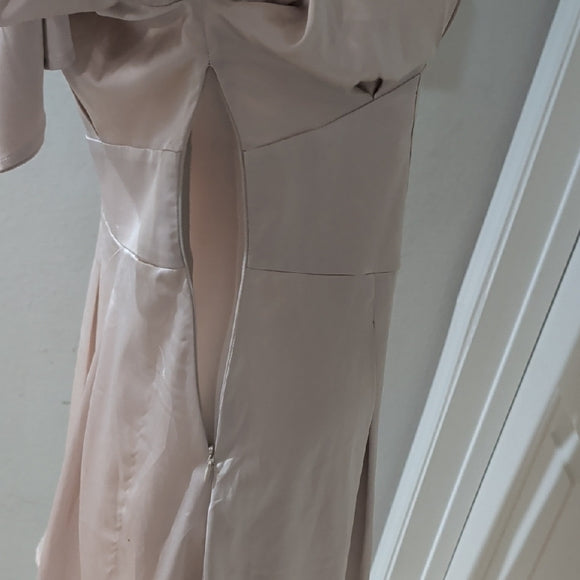 NWT Cider Elegant Cream Satin Dress Women's L