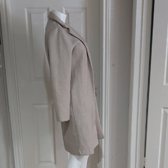 Zara Womens Beige Long Sleeve Collared Open Front Trench Coat Size S