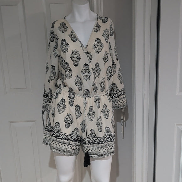 MCM Black and White Patterned Romper Longsleeve L
