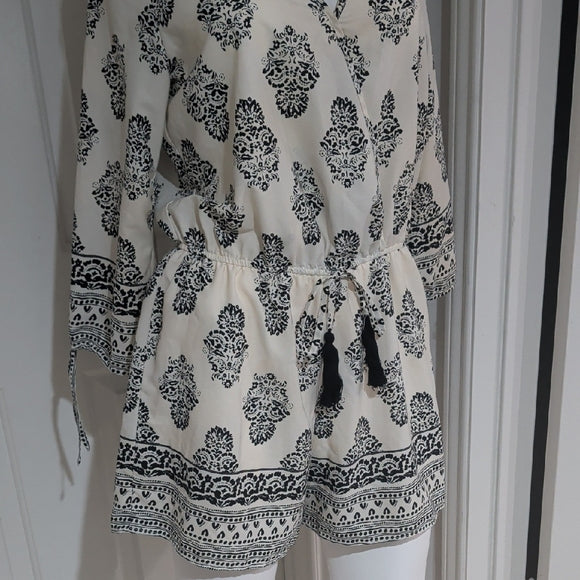 MCM Black and White Patterned Romper Longsleeve L